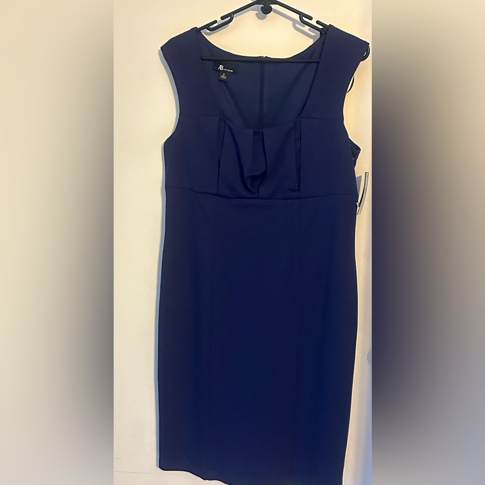 AB Studio size 12 cobalt blue sleeveless dress. NWT. Chest area pleating.